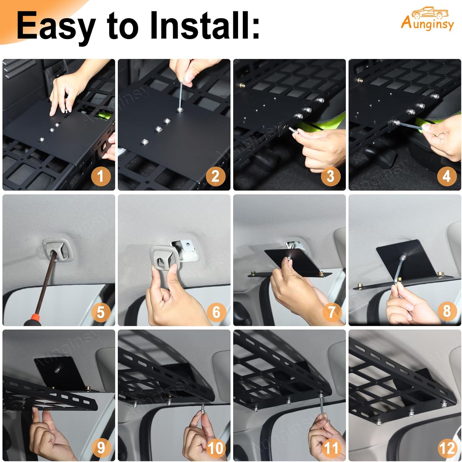 Car Interior Rear Trunk Cargo Rack Basket Tray Compatible with Nissan Frontier 2022-2025 Modular Storage Luggage Carrier Roof Overhead Molle Panel System Shelf Rack Trunk Hanging Organizer Accessories