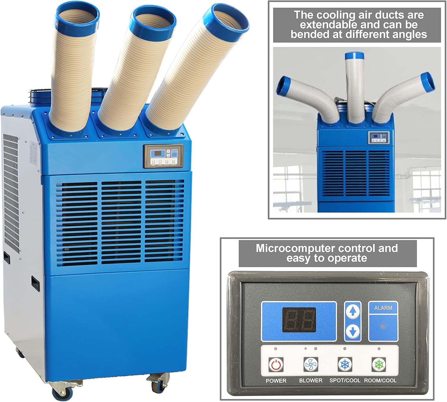 TECHTONGDA Industrial Spot Cooler Mobile Air Conditioner Outdoor Cooling Machine Aircon 220V Columns Outlet 910m³/h Air Flow