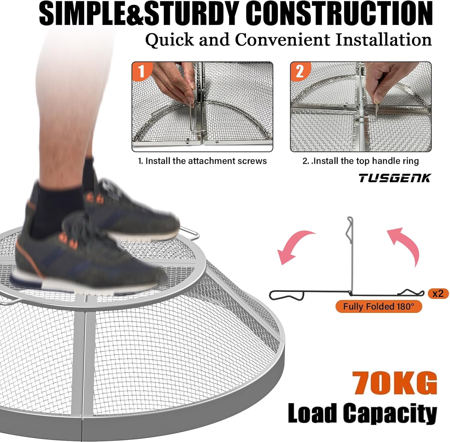 Fire Pit Spark Screen for Solo Stove Bonfire Accessories, 19.5 Inch Bonfire Shield for Solo Stove Accessories, 304 Stainless Steel Detachable Mesh Fire Pit Spark Protector with Grill Function