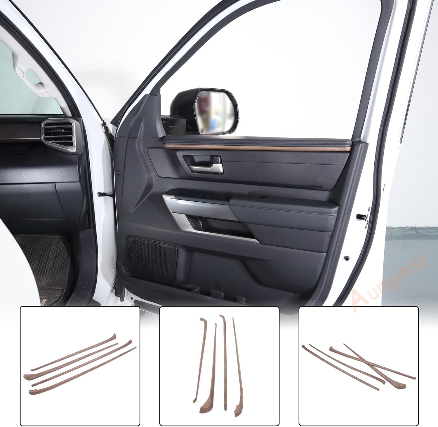 Aunginsy Car Inner Door Panel Strips Trim Compatible with Toyota Tundra 2022 2023 2024 2025 Pickup Truck Front Rear Door Armrest Panel Molding Decorative Cover Protector ABS Interior Accessories