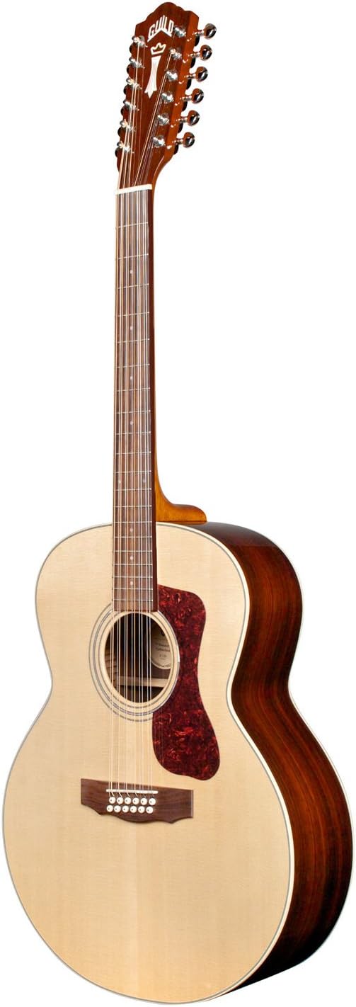 Guild F-1512E NAT-KIT-2 Natural Jumbo Acoustic Electric Guitar with Poly Foam Case & ChromaCast Accessories