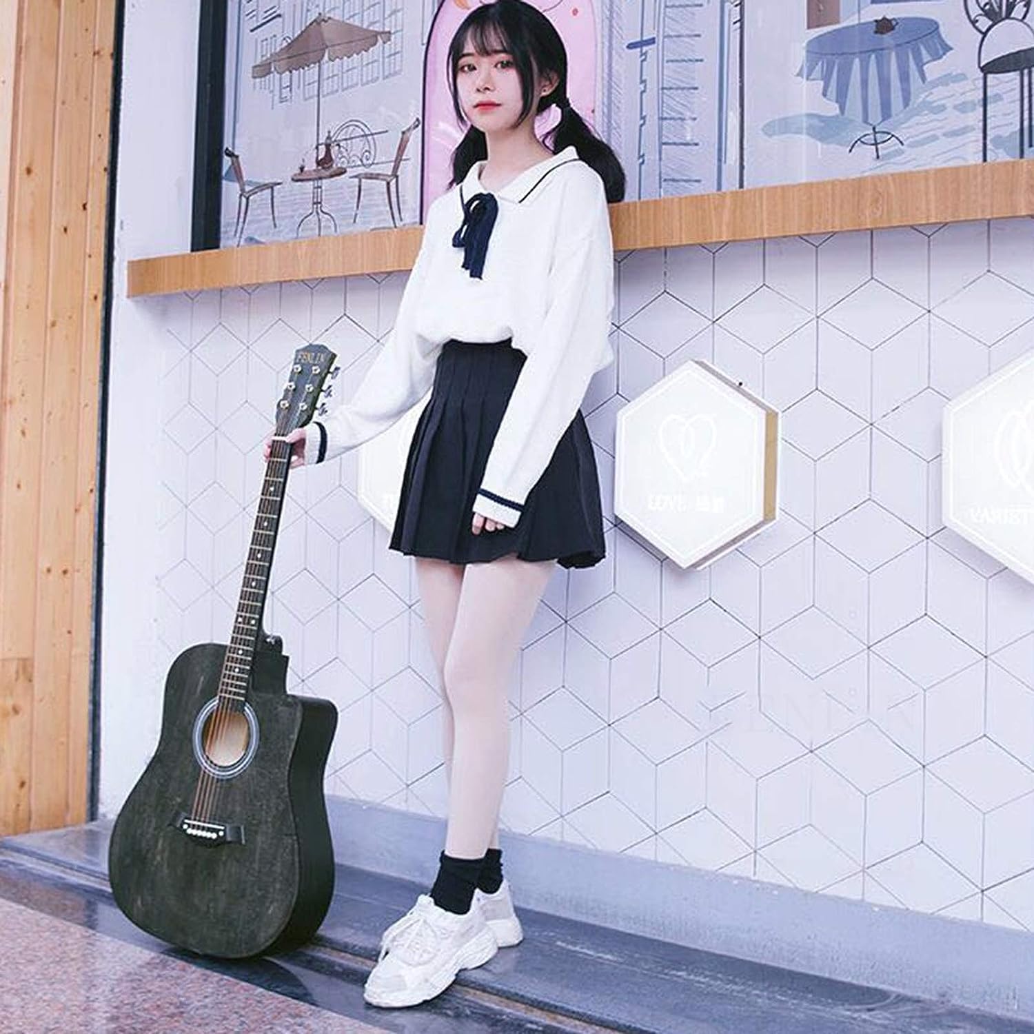 Guitar, Strong Sound Conductivity, More Stable Sound, Closed Knob, Comfortable Grip, Suitable for Beginners and Boys (Size:38 inches-B,Color:A)