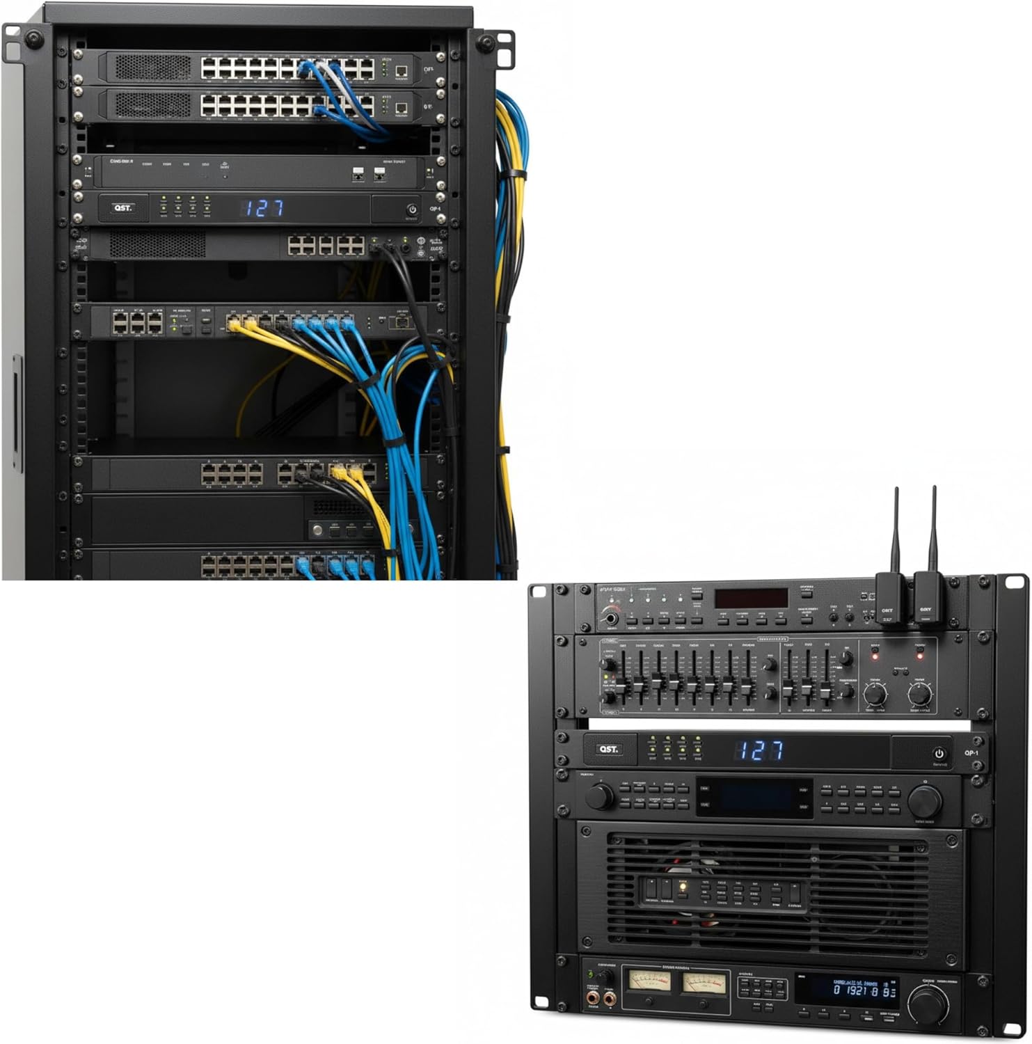 QST QP-1 | 1U Rackmount 8-Channel Power Sequencer for Pro Audio, Home Theater, IT & Network Racks |, Surge Protection, and 8 AC Outlets