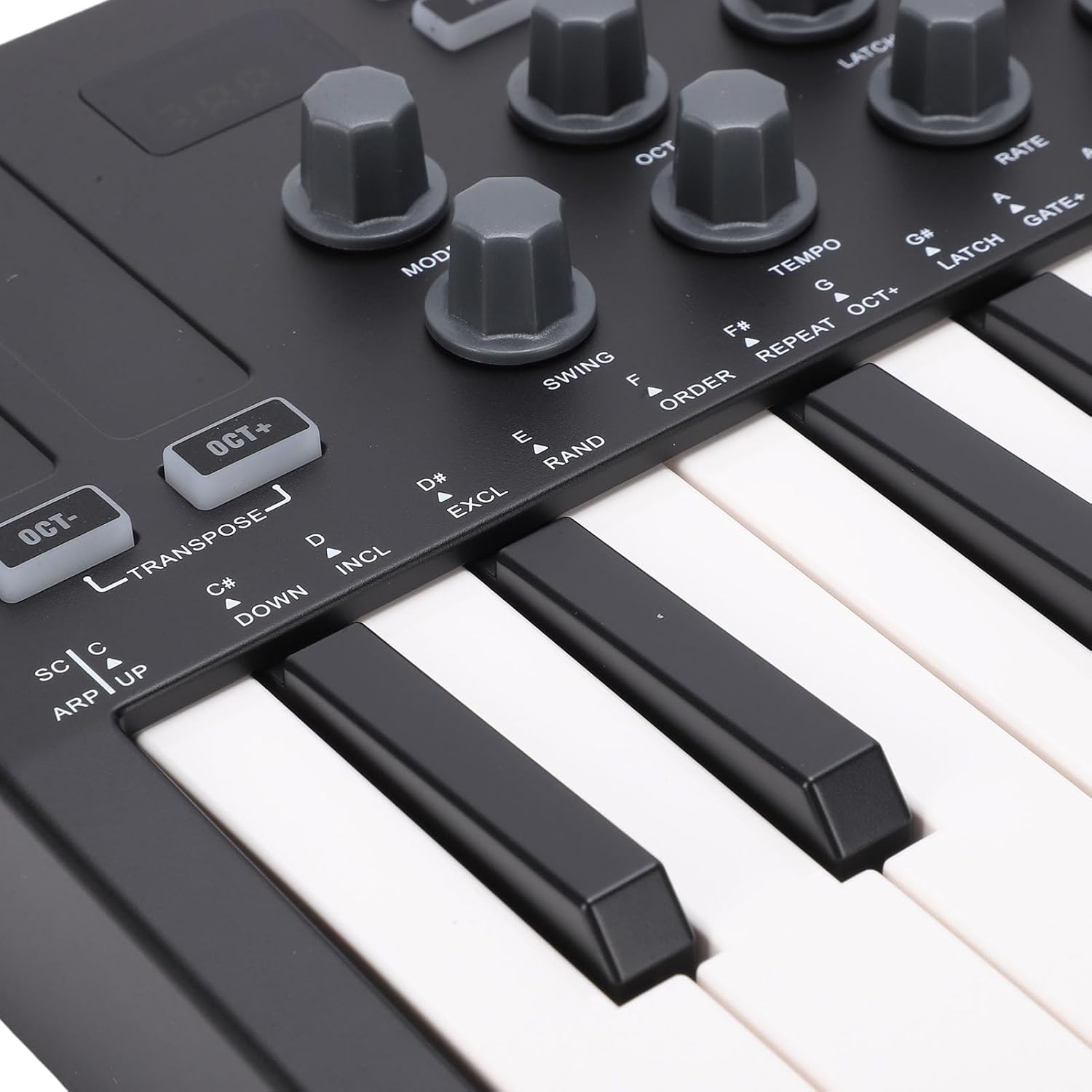 Eujgoov Portable 25 Key MIDI Controller Bluetooth USB 8 Knobs Semi Weighted with Production Software Black for Music Production