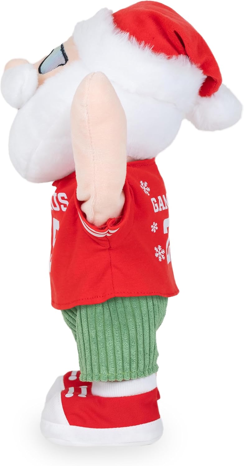 Cuddle Barn - Gameday Santa | Animated Christmas Fun Sports Singing Dancing Santa Claus Plush Toy, 13 inches, Red