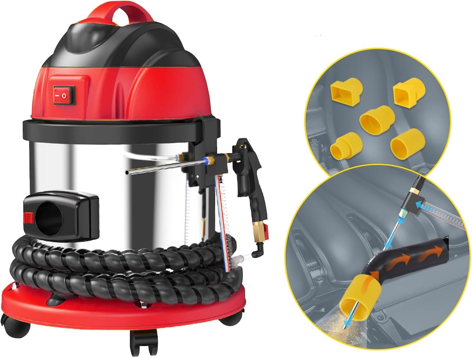 QPKING HTS558 Walnut Blaster Machine Kit,Engine Carbon Cleaner with Built-in Vacuum & Dust Filter,120PSI Desludging Tool for Intake & Exhaust Valve Cleaning,5 Adapters,2KG Walnut Sand,1200W,110/220V