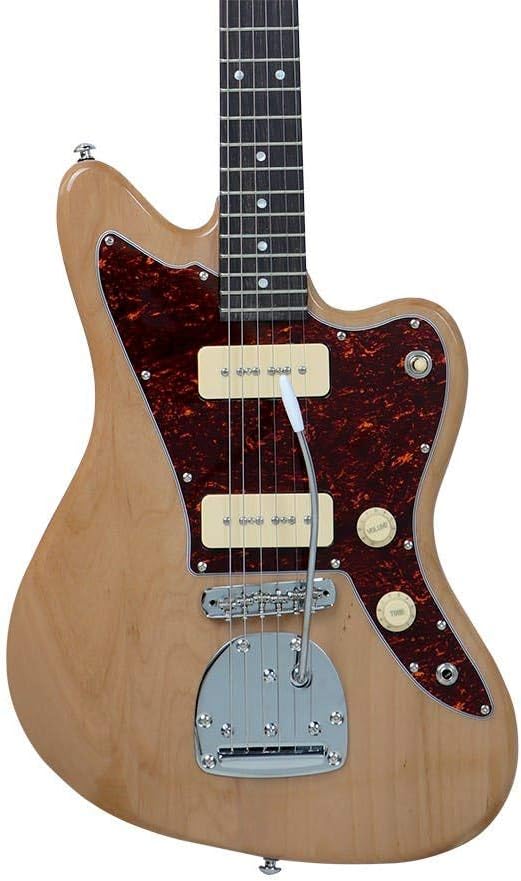 Monoprice Indio Series, 6-String Offset DLX Plus Alder Electric Guitar - Right Handed, With Gig Bag, Alder Body, Natural, OS40