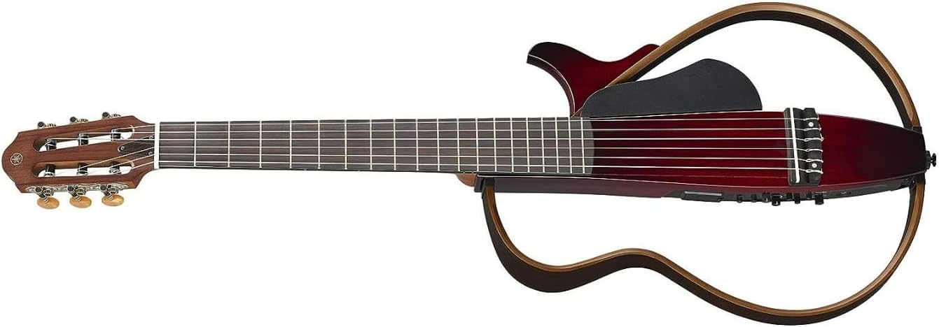 Yamaha SLG200N Nylon String Classical Silent Guitar with Hard Gig Bag, Crimson Red Burst