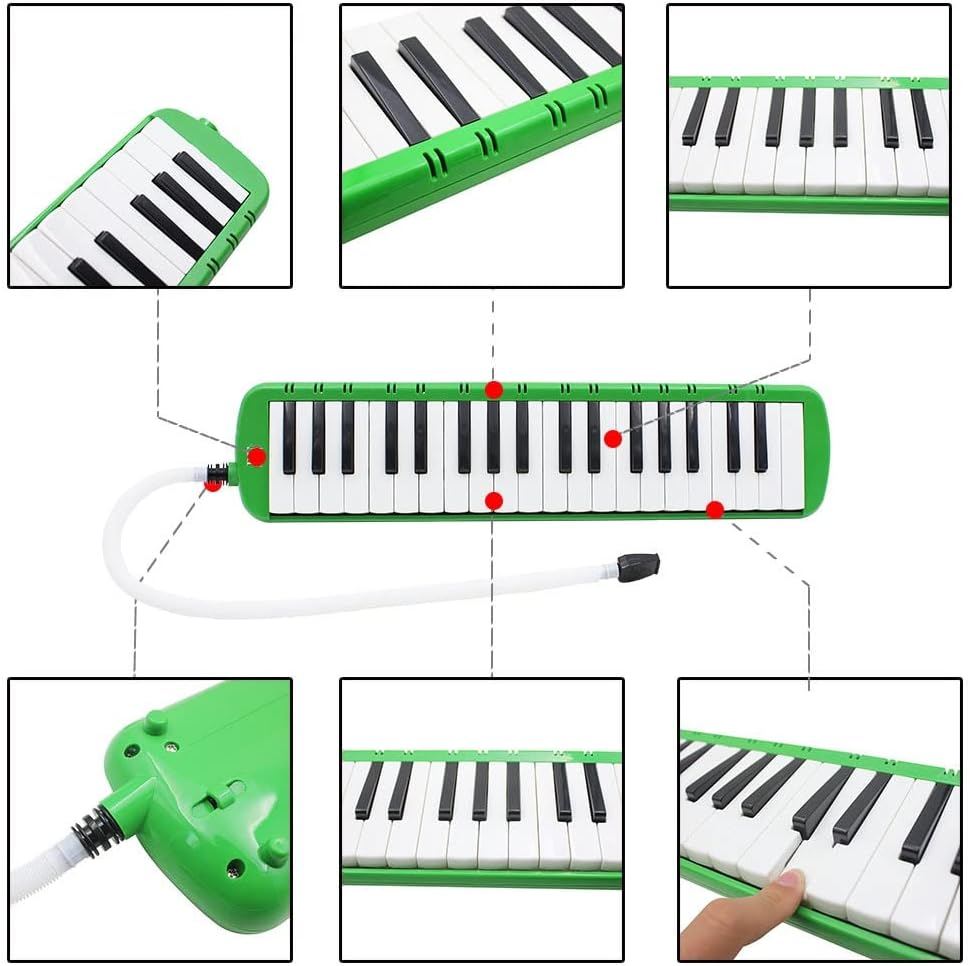 37 Key Melodica Instrument Gift For Kids Beginners Students, Soft Long Tubes, Short Mouthpieces And Carrying Bag, Air Piano