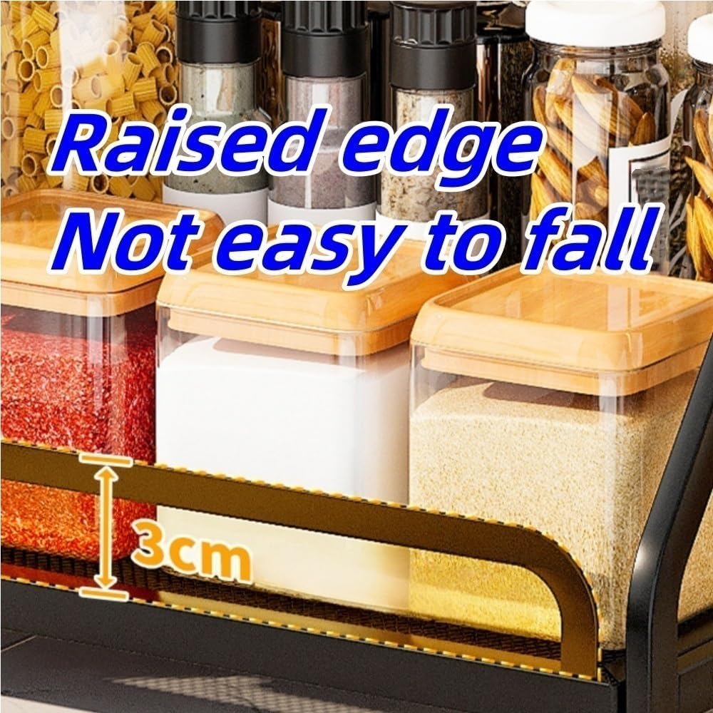 Seasoning Storage Rack, Countertop Spice Rack, Coffee Station Storage Rack, 2-layer Skin Care Product Rack, Metal Display Rack for Kitchen, Bathroom, Living Room(Black)