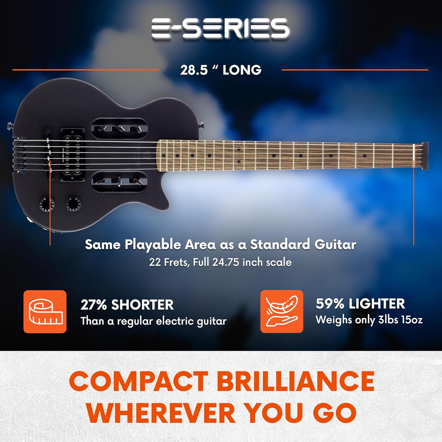 Traveler Guitar 6 String Solid-Body Electric Guitar, Right, Black Matte (EG1B BKM)