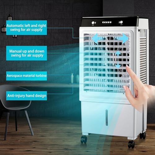 Evaporative Air Cooler, Personal Swamp Cooler with Large Water Tank and 3 Speeds, Fast Cooling Windowless Air Conditioner for Room
