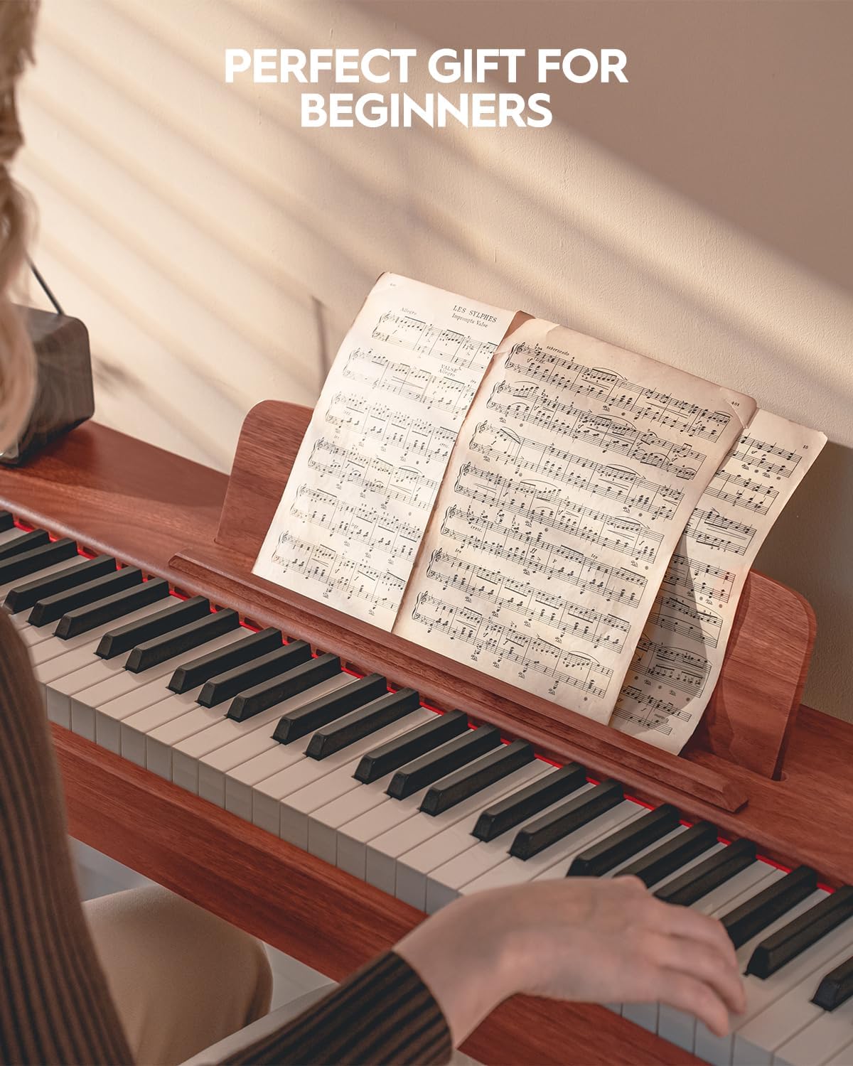 STRICH Digital Piano 88 Keys, Hammer-Action Weighted Keyboard, Full size Electric Piano Keyboard with Stand, 25Wx2 Speakers, Supports USB-MIDI/Wireless Connecting SDP-300S (Color Mahogany)