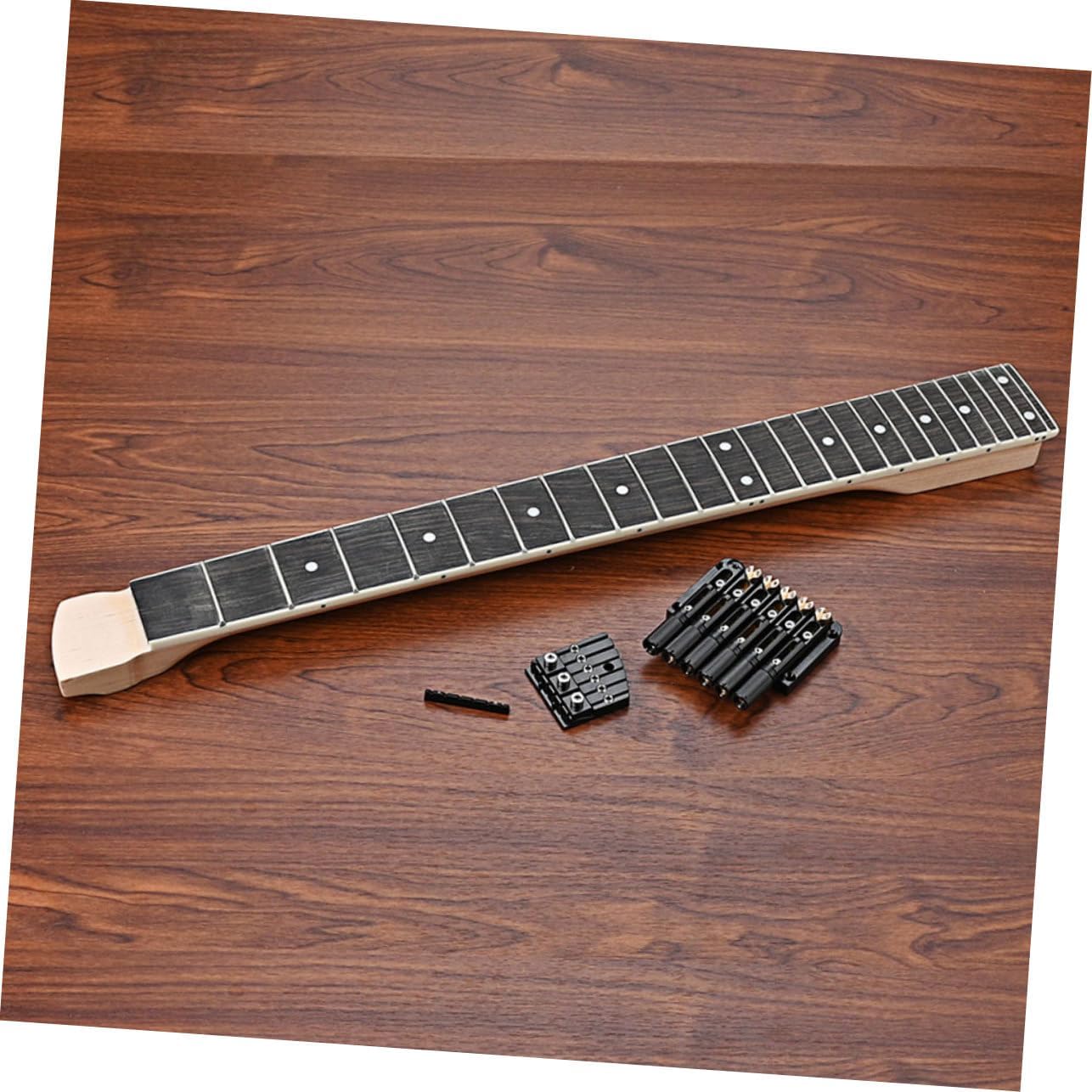 Electric Guitar Neck Bridge Set Maple Wood Unfinished Fret Fingerboard for Diy Projects