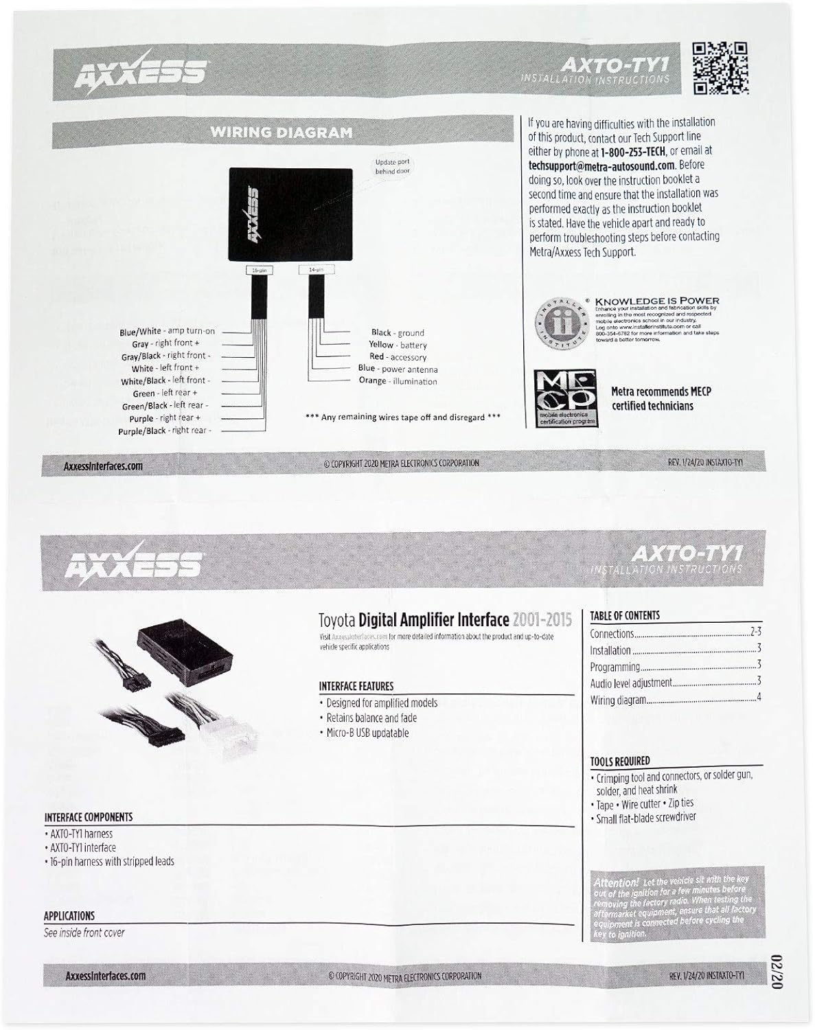 Axxess Integrate AXTO-TY1 Digital Amplifier Interface 2001–2015 Lexus/Toyota