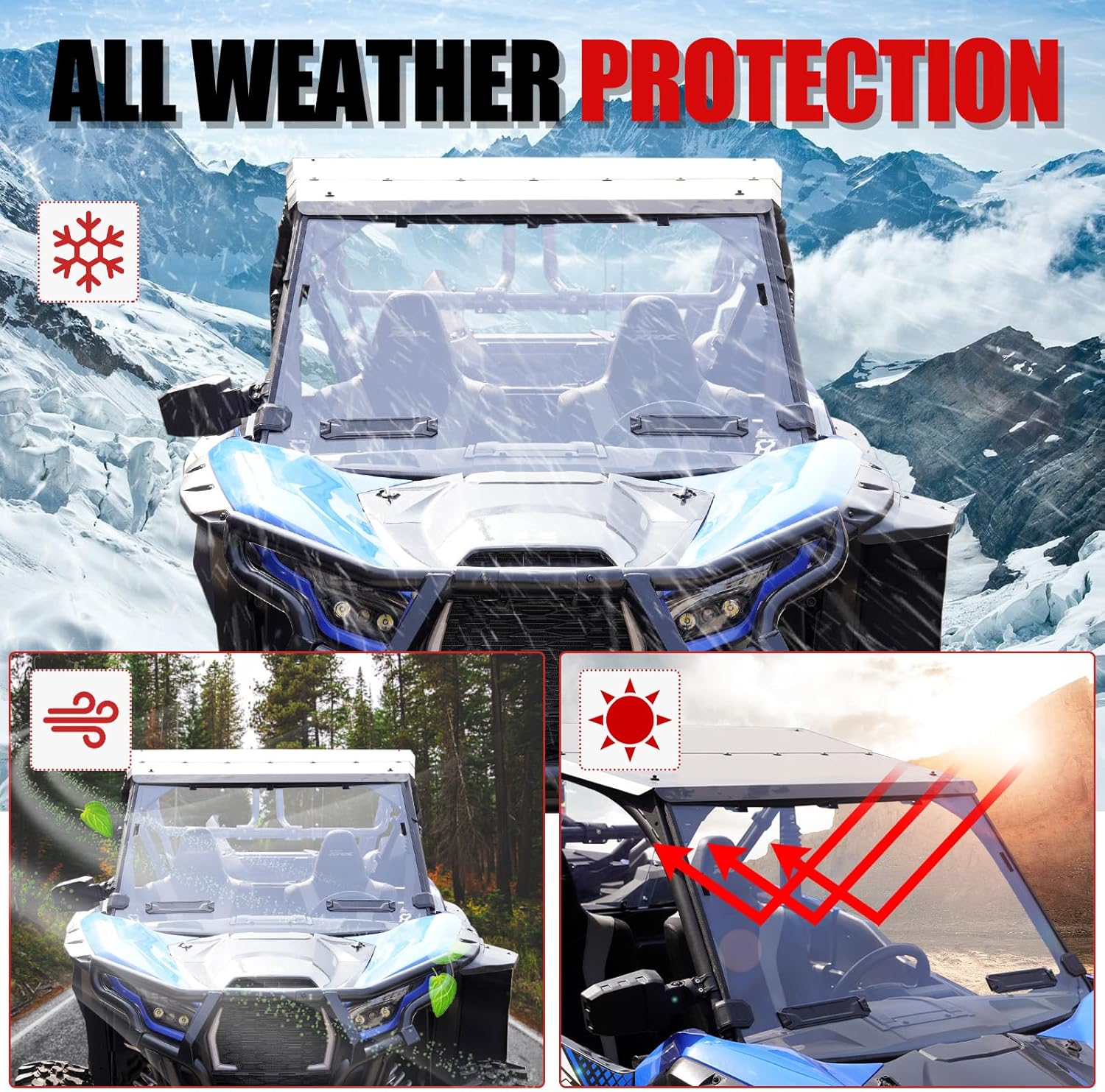 A & UTV PRO Front Full Windshield for 2020-2025 Kawasaki Teryx KRX 1000/ KRX 4 1000, Clear Vented Full Windshield, Hard Coated Window for 2024 2025 Kawasaki Teryx/ KRX 1000 Accessories