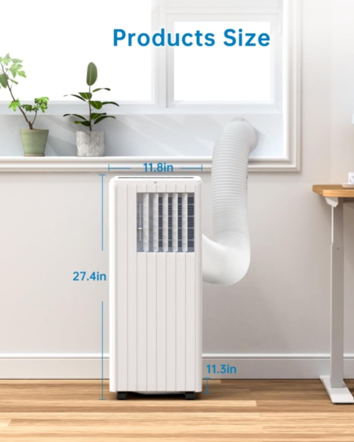 Portable Air Conditioners 8000 BTU,3-In-1 AC Cooling Unit, 2 Speeds, 24H Timer,Energy Savings for Room Bedroom Office, White