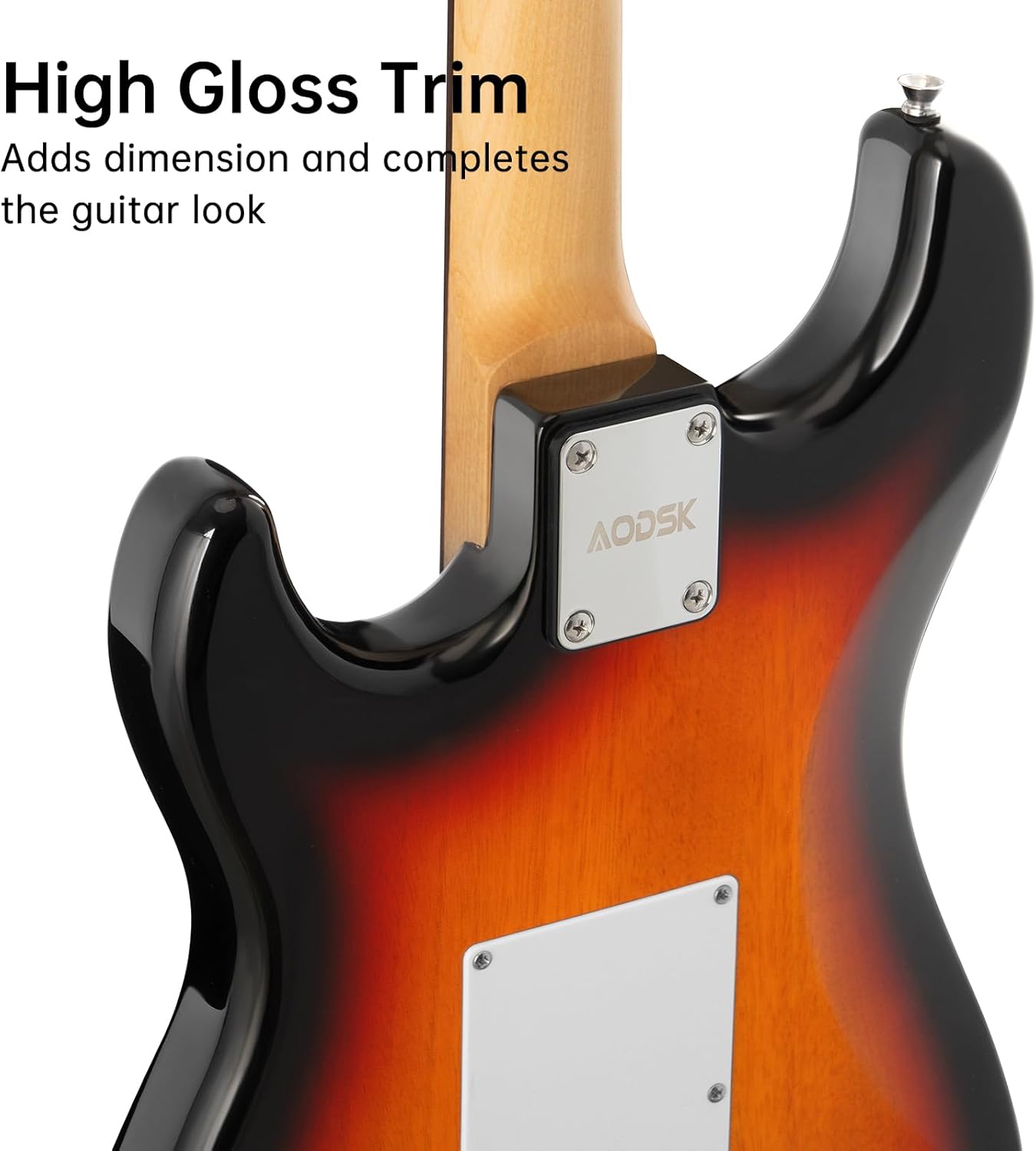 AODSK Electric Guitar with Amp Beginner Kit 39 Inch Solid Body Full Size,All Accessories,Digital Tuner,Six Strings,Four Picks,Tremolo Bar,Strap,Gig Bag,Starter kit (Sunburst-SSS)