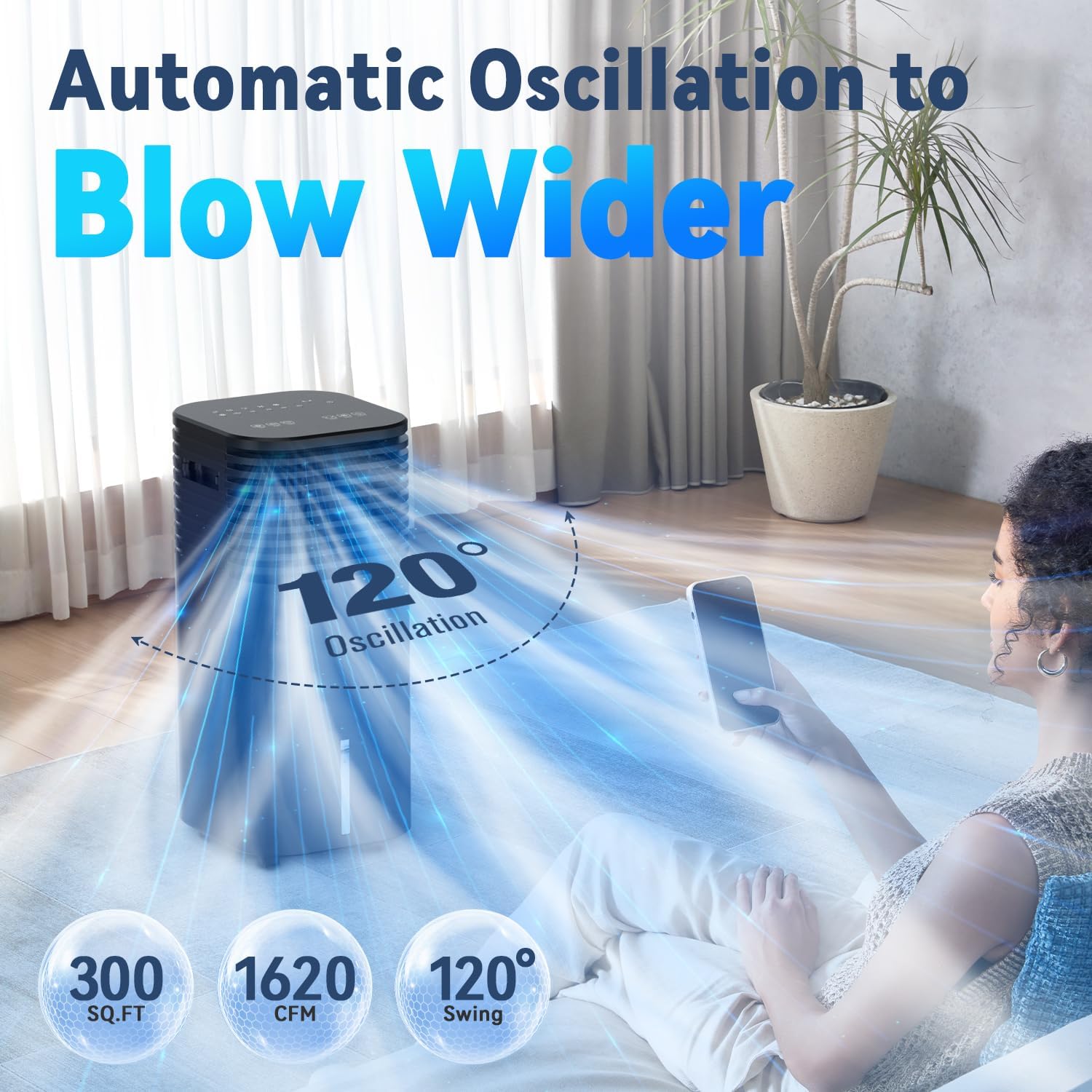 FANCOLE Windowless Portable Air Conditioners with 4Modes & 3Speeds, 15H Timer for Smart Auto-off, 2Gal Tank for 20H Cooling, Evaporative Air Cooler 17 FT Remote, 120° Swing Swamp Cooler No Hose Needed