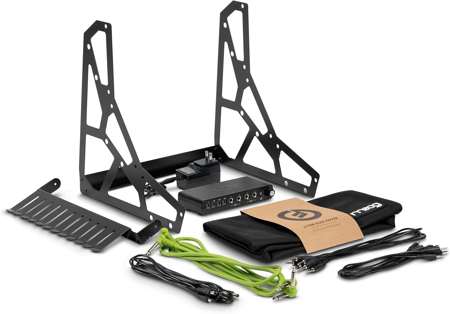 MOOG Sound Studio Accessory Kit With Three-Tier Rack, Analog Summing Mixer, Dust Cover, Patch and Audio Cables, Patch Cable Organizer, Power Supply