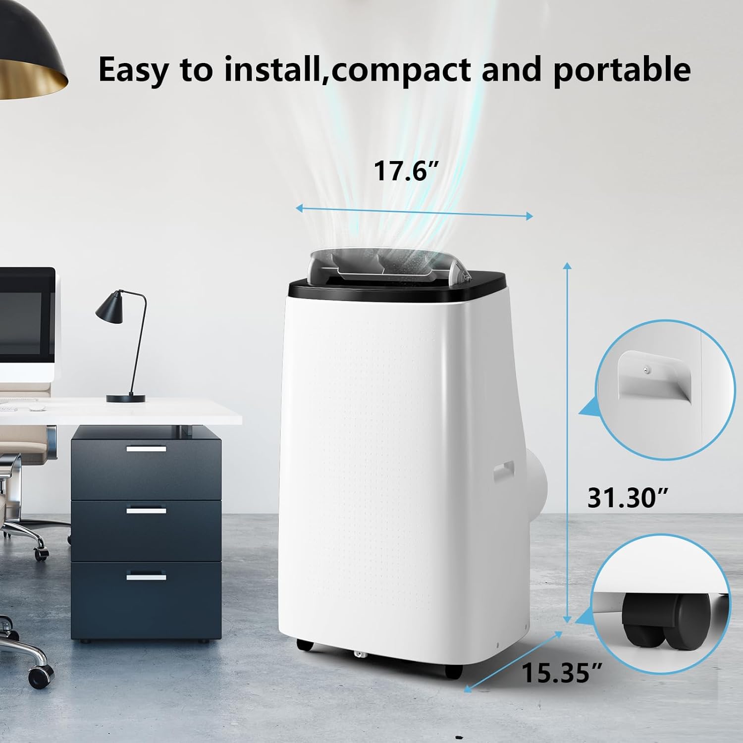 14000 BTU Portable Air Conditioner with Remote Control,Quiet AC Unit 3 in 1 Cooling/Dehumidifying/Fan Modes, Ideal for Rooms up to 700 sq ft,Window Installation Kit for Home