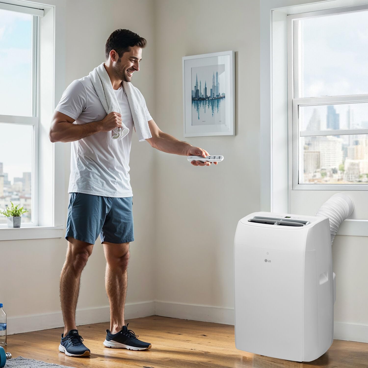 LG 10,200 BTU (DOE) / 14,000 BTU (ASHRAE) Smart Portable Air Conditioner, Cools 450 Sq.Ft. (18' x 25' room size),Smartphone & Voice Control works with LG ThinQ, Amazon Alexa and Hey Google, 115V
