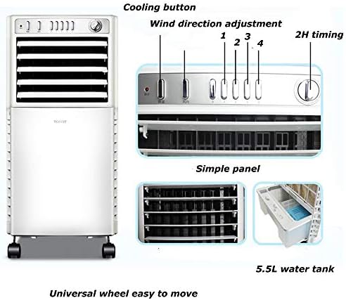 Cooling Fans Portable Air Conditioner Fan, 80° Oscillation,4 speeds, 2H Timing Evaporative Air Cooler Cooling Fan with for Home, Office, 65W 3 Speed Setting