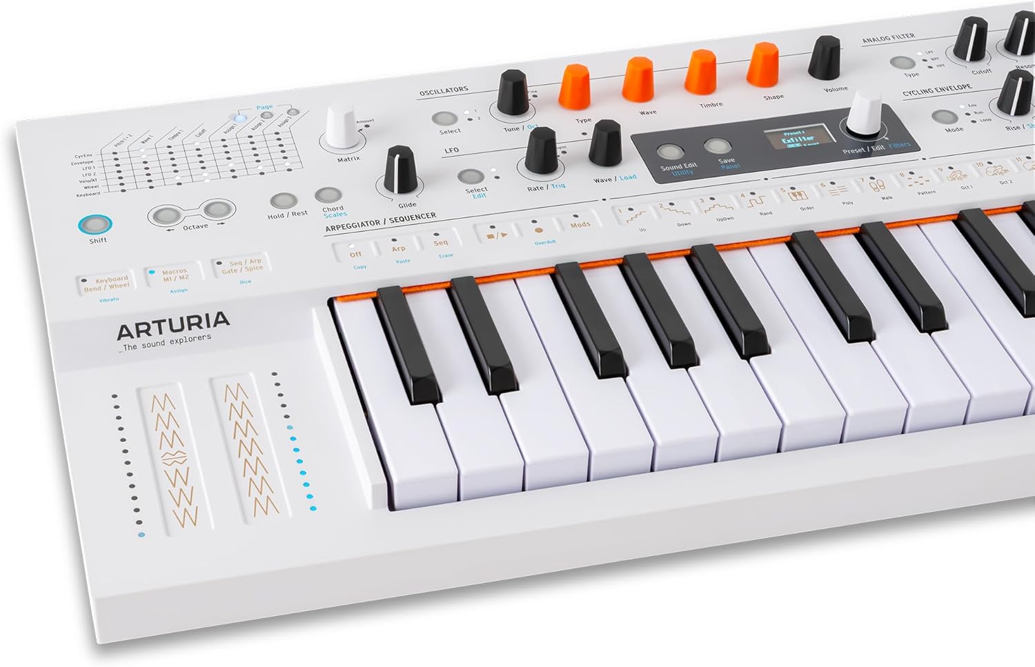 Arturia MiniFreak 37 Key Polyphonic 6-Voice Hybrid Synthesizer Keyboard (White, MiniFreak Vocoder)