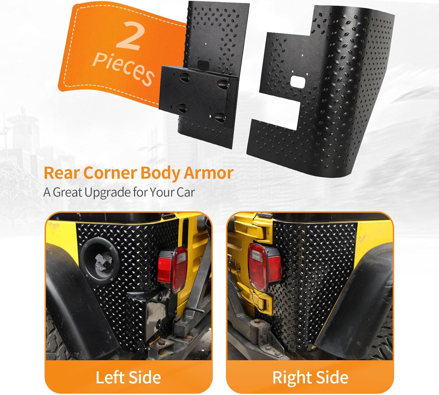 RT-TCZ for Jeep TJ Body Armor Rear Corner Guards Quarter Panel for Jeep Wrangler TJ 1997-2006 Black Exterior Accessories 2pcs
