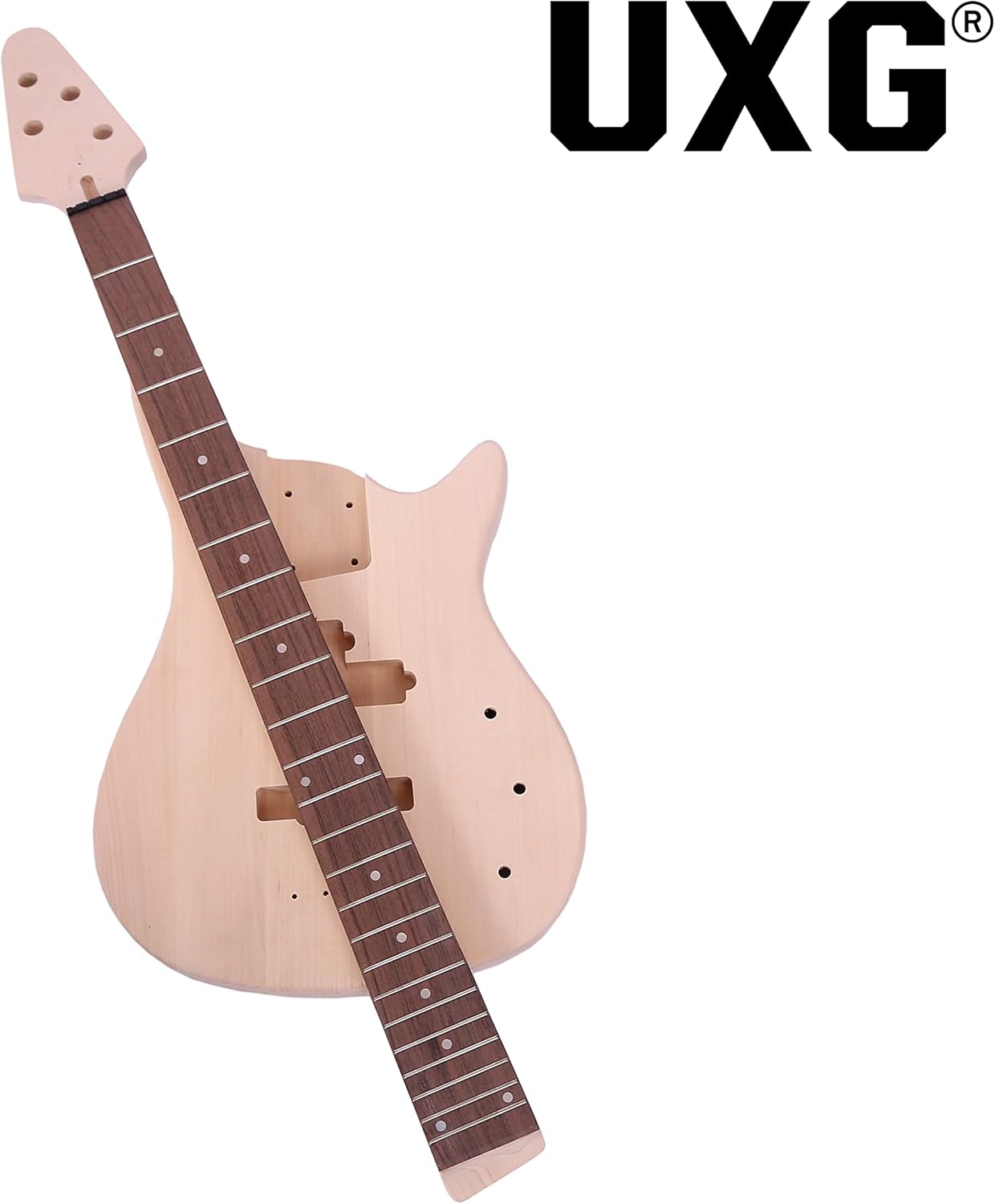 I-4 DIY Electric Bass Guitar Kits，Basswood body，Maple Neck and Rosewood Fingerboard，All Components Included，Natural