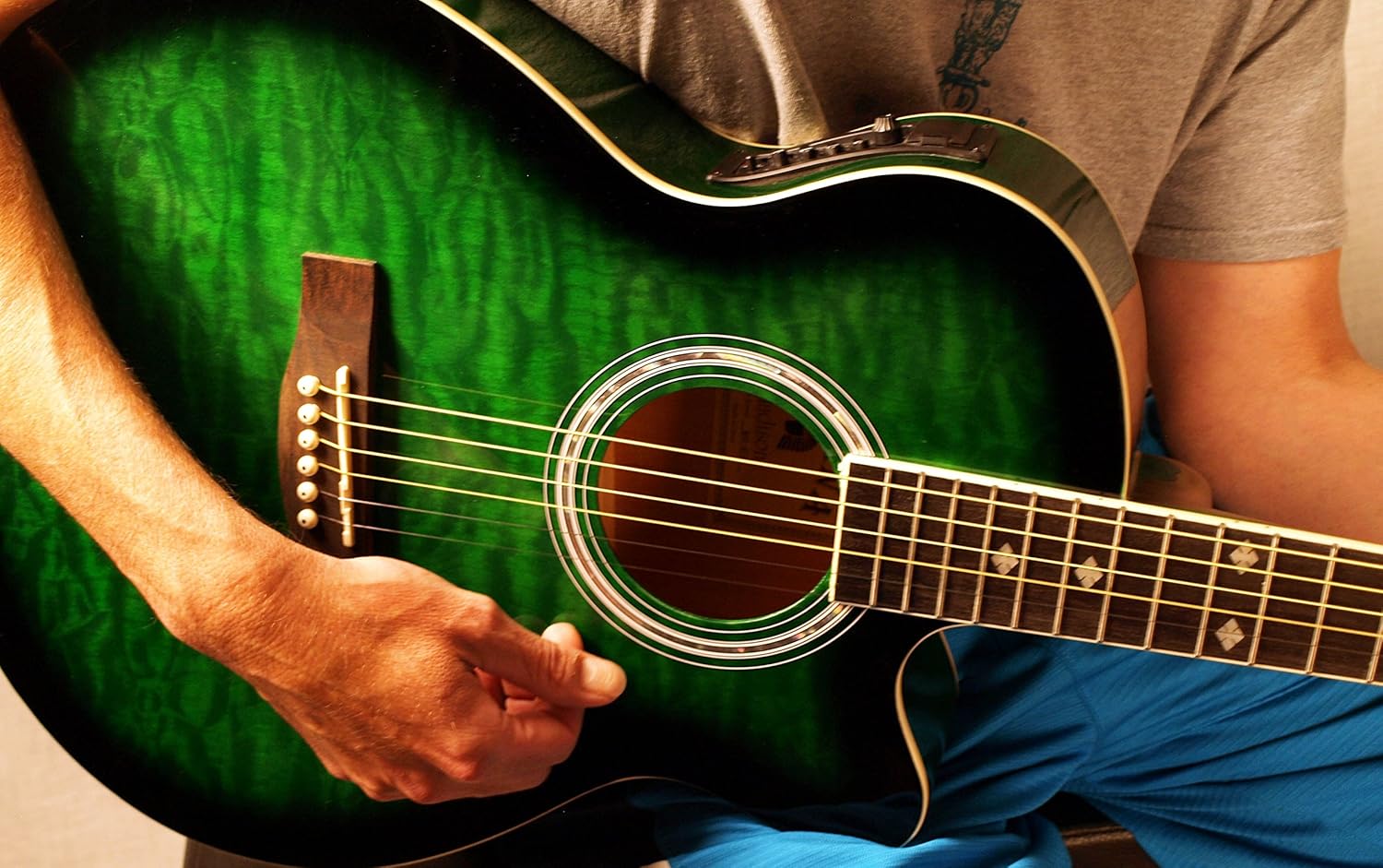 INDIANA Madison MAD-QTGR Acoustic-Electric Guitar - Green Sunburst