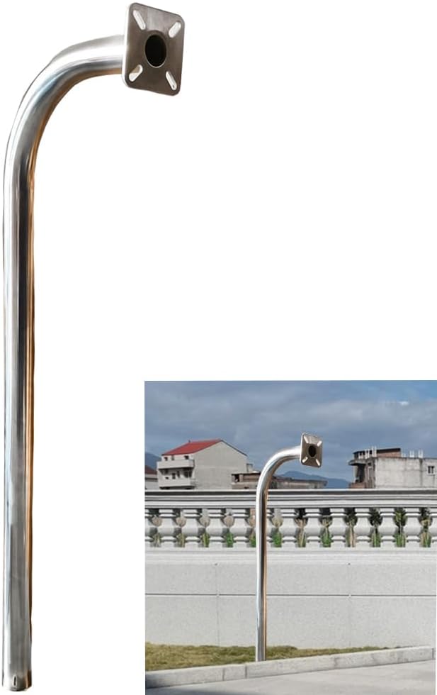 Gooseneck Keypad Stand，Heavy Duty Stainless Steel Universal Access Control Mounting Post Keypads，74” Height， 4.1” x 4.1” Universal mounting Plates， Other Access Control Accessories (Embedded Type)