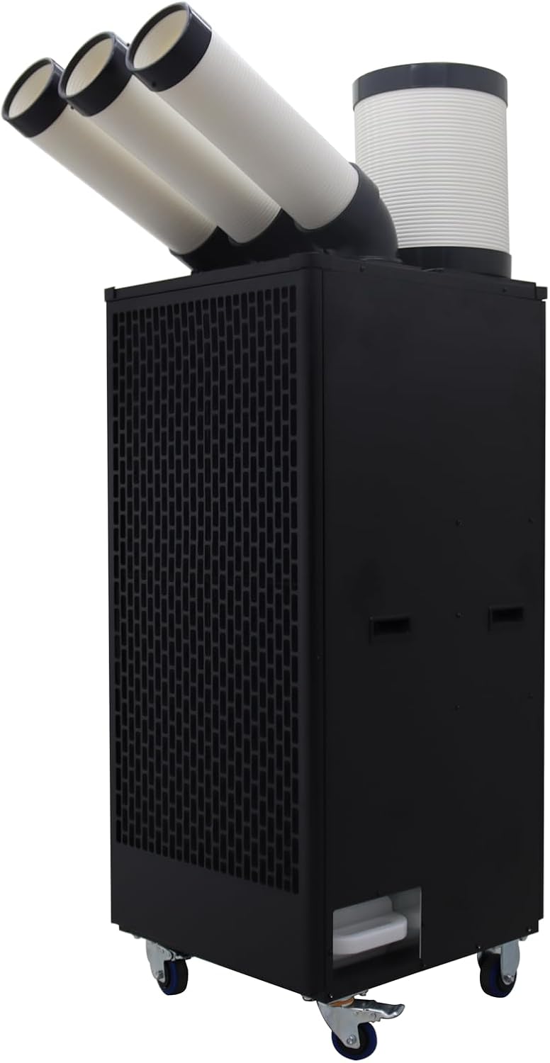 Air Flow 1000-1100m³/h Industrial Portable Air Conditioner with Wheels 13L Tank Three Tube Commercial Spot Cooler Adjustable Air Outlet Ideal for insititute Workshops Outdoor Events 220V 2500W