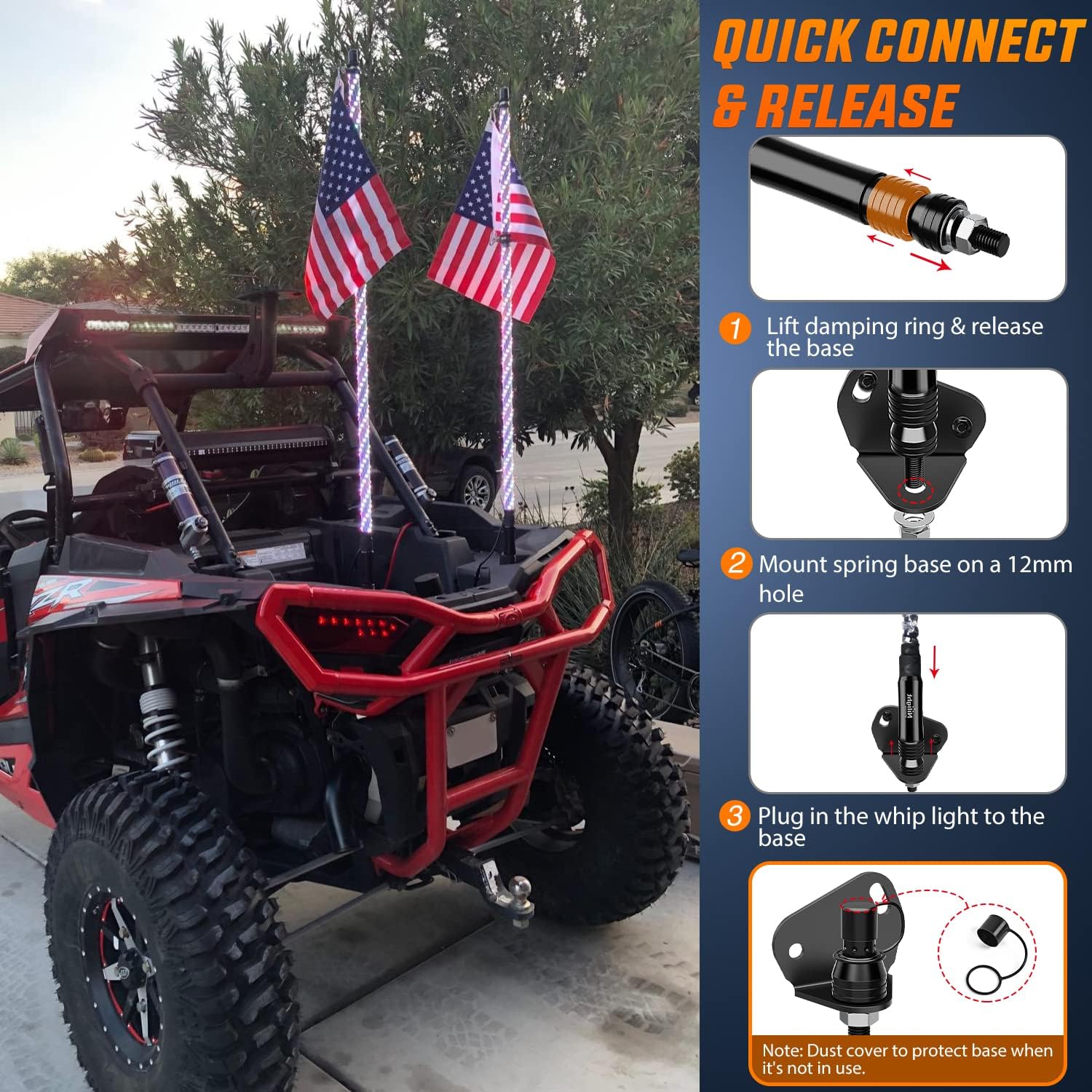 Nilight 2PCS 3FT Spiral RGB Led Whip Light w/RGB Chasing Light RF Remote Control Lighted Antenna for Can-am ATV UTV RZR Polaris Dune Buggy 4 Wheeler Offroad Jeep Truck