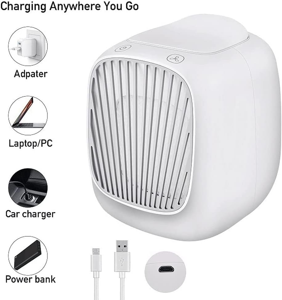 Portable Air Conditioner Fan, USB Personal Mini Evaporative Air Cooler with 3 Speeds, Quiet Air Cooler Fan, for Home Office Hiking