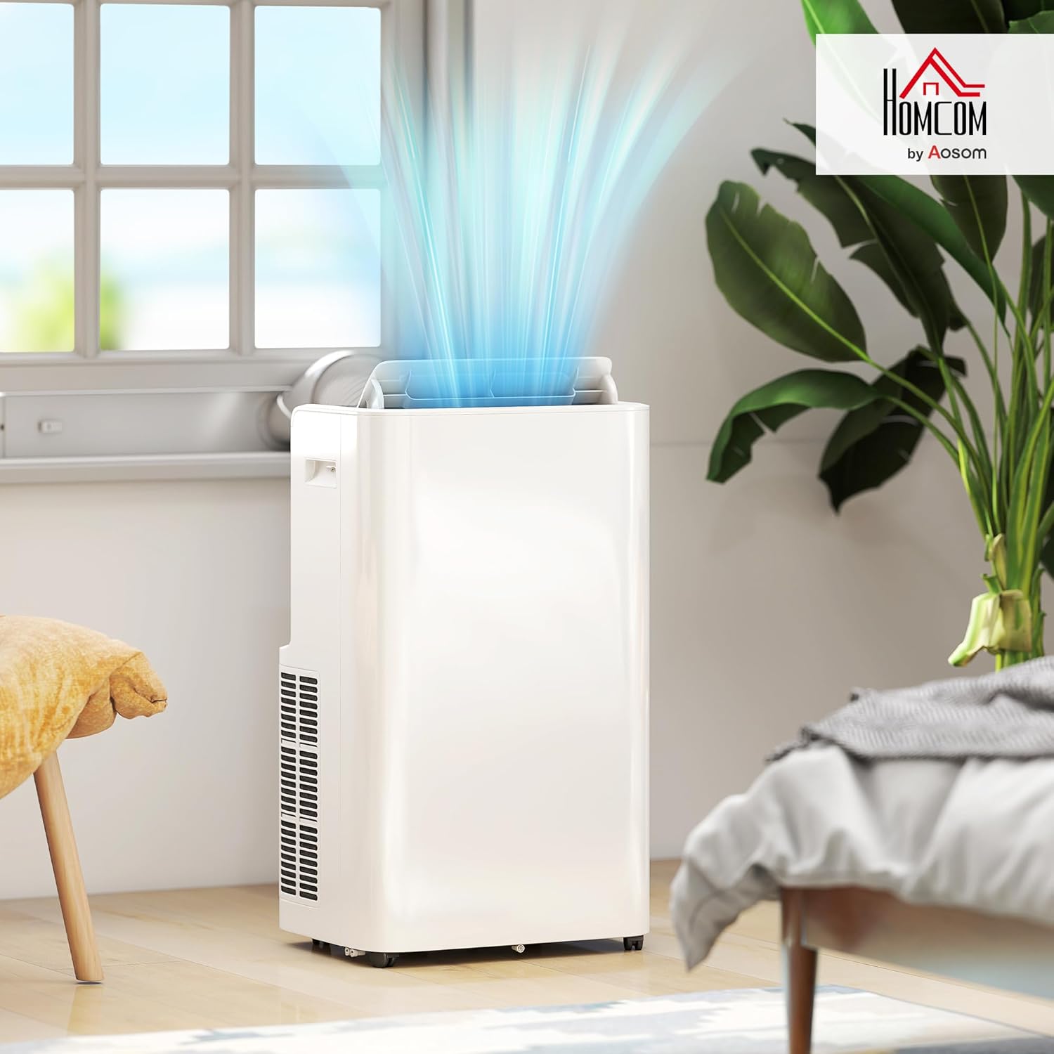 HOMCOM 12000 BTU Portable Air Conditioner with Remote Control, Free Standing AC Unit with Built-in Cool, Dehumidifier, Fan Modes for Room Up to 550 Sq.Ft., 24 Hour Timer, Window Installation Kit