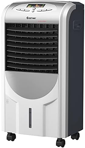 5-in-1 Air Cooler and Heater, Evaporative Air Conditioner with 3 Modes, 3 Speeds, 8-Hour Timer & 2 Ice Boxes, Portable Air Conditioner for Home, Office & Dorms