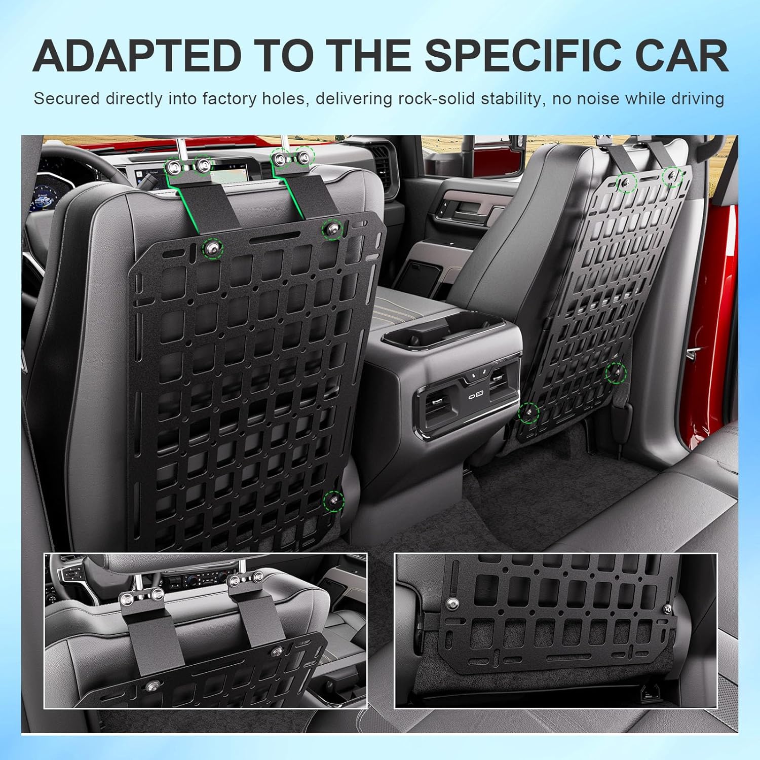 2PCS Seat Back Molle Panel Compatible with 2019-2025 Chevy Silverado GMC Sierra 1500 Seat Back Organizers Molle Tactical Truck Organizer Replacement for 2019-2025 Chevy Silverado Accessories