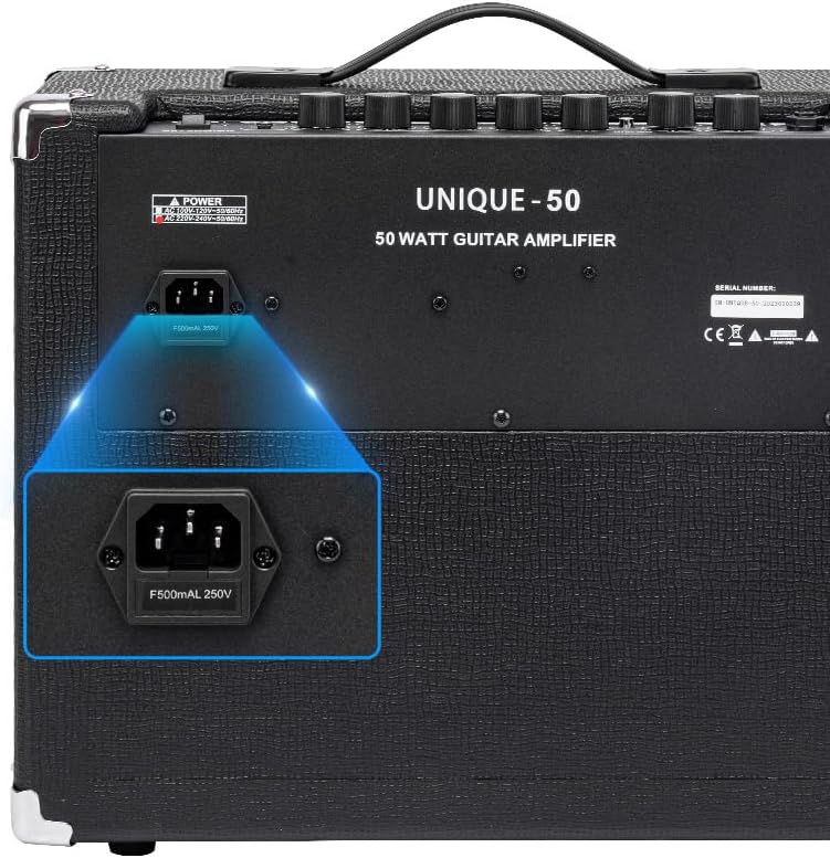 COOLMUSIC Electric Guitar Amp 50W Amplifier Practice Home Amplifier Built in Speaker Headphone Jack and Aux Input Includes Gain Low MID HIGH Volume