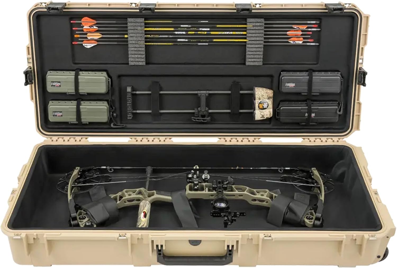 SKB Hard Protective Storage Case for Archery Bow and Arrows, iSeries Shaped Bow Case - Quiver Holder and Gear Box for Hunting Accessories