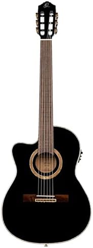 Ortega Guitars 6 String Performer Series Left-Handed Solid Top Thinline Crossover Acoustic-Electric Nylon Classical Guitar w/Bag, (RCE138-T4BK-L)