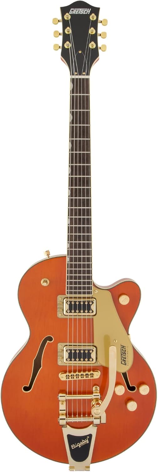 Gretsch G5655TG Electromatic Center Block Jr. Single-Cut Electric Guitar with Laurel Fingerboard, 22 Medium Jumbo Frets, Bigsby and Gold Hardware (Orange)