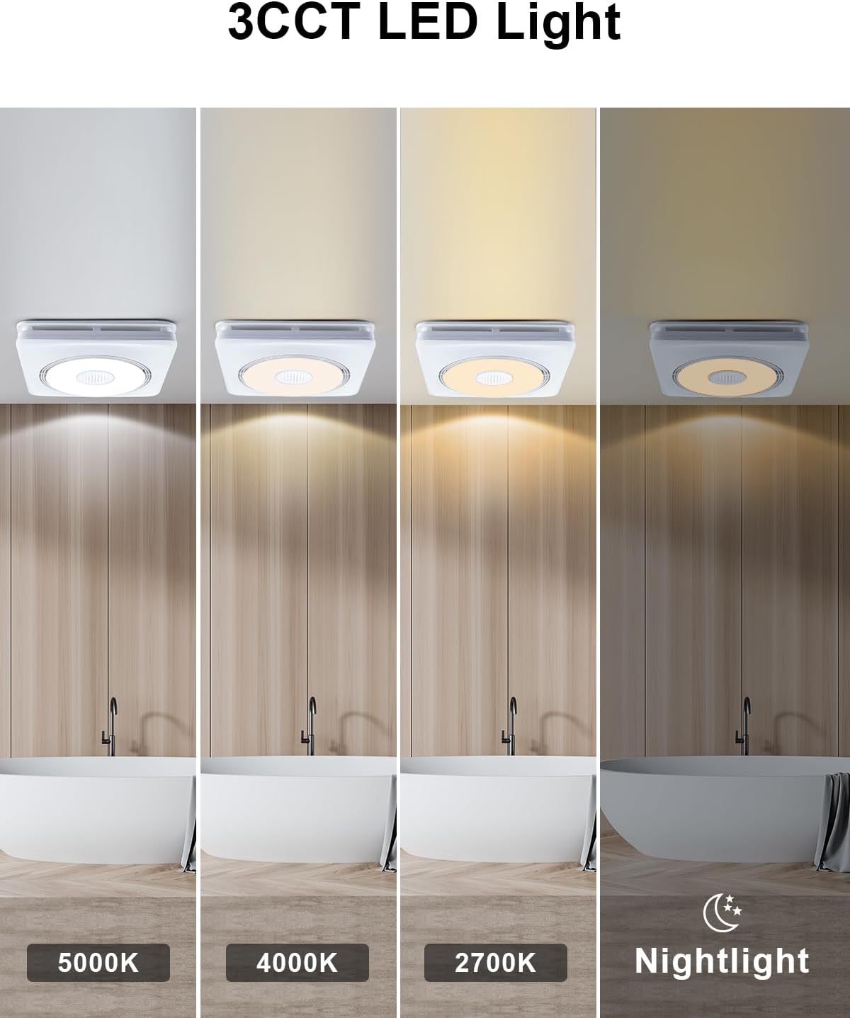 GROWNEER Bathroom Fan with Bluetooth Speaker, 110/160 CFM 1.0 Sone Bathroom Exhaust Fan with Heater, Powerful Oversize Exhaust Fan with Light & Remote, 9 RGB Modes, 1500lm 3-CCT & Nightlight