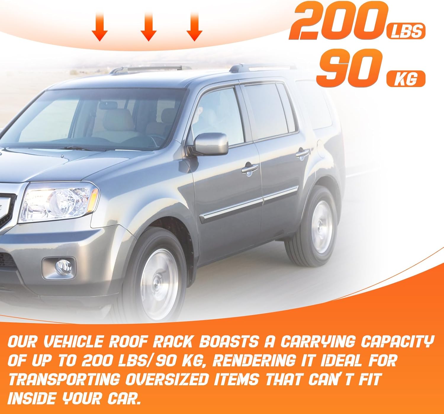 Roof Rack Cross Bars Luggage Carrier Fit for Honda Pilot 2009-2015, Capable of Supporting Up to 200 lbs/90 kg, Ideal for Roof Bags, Roof Boxes, Bike Racks, and Various Other Accessories.