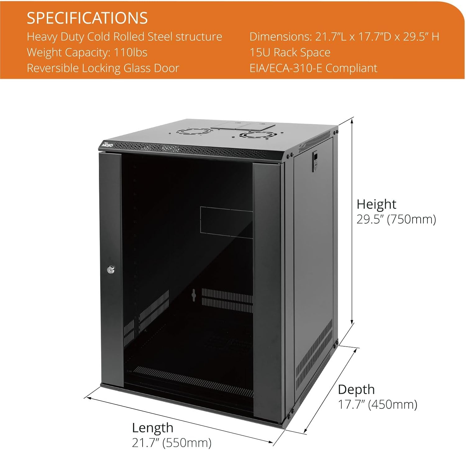 Tecmojo 15U Wall Mount Rack Network Cabinet for 19