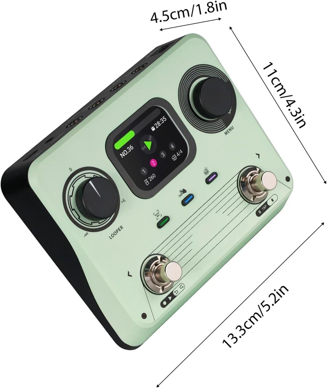 Professional Guitar Effects Pedals Drum Machine Looper Guitar Effects Pedal Dual 5 Hour Stereo Recording(Green US)