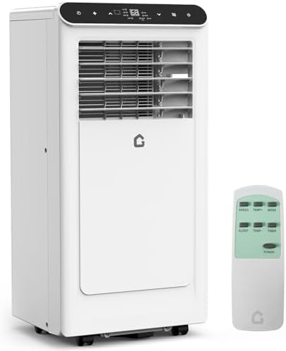 GarveeHome 8,000 BTUs Portable Air Conditioners, Quiet Cooling AC Unit for Room Up to 350 Sq. Ft, 3 in-1 with Dehumidifier, Fan Modes, 24H Timer, Window Install Kit, White