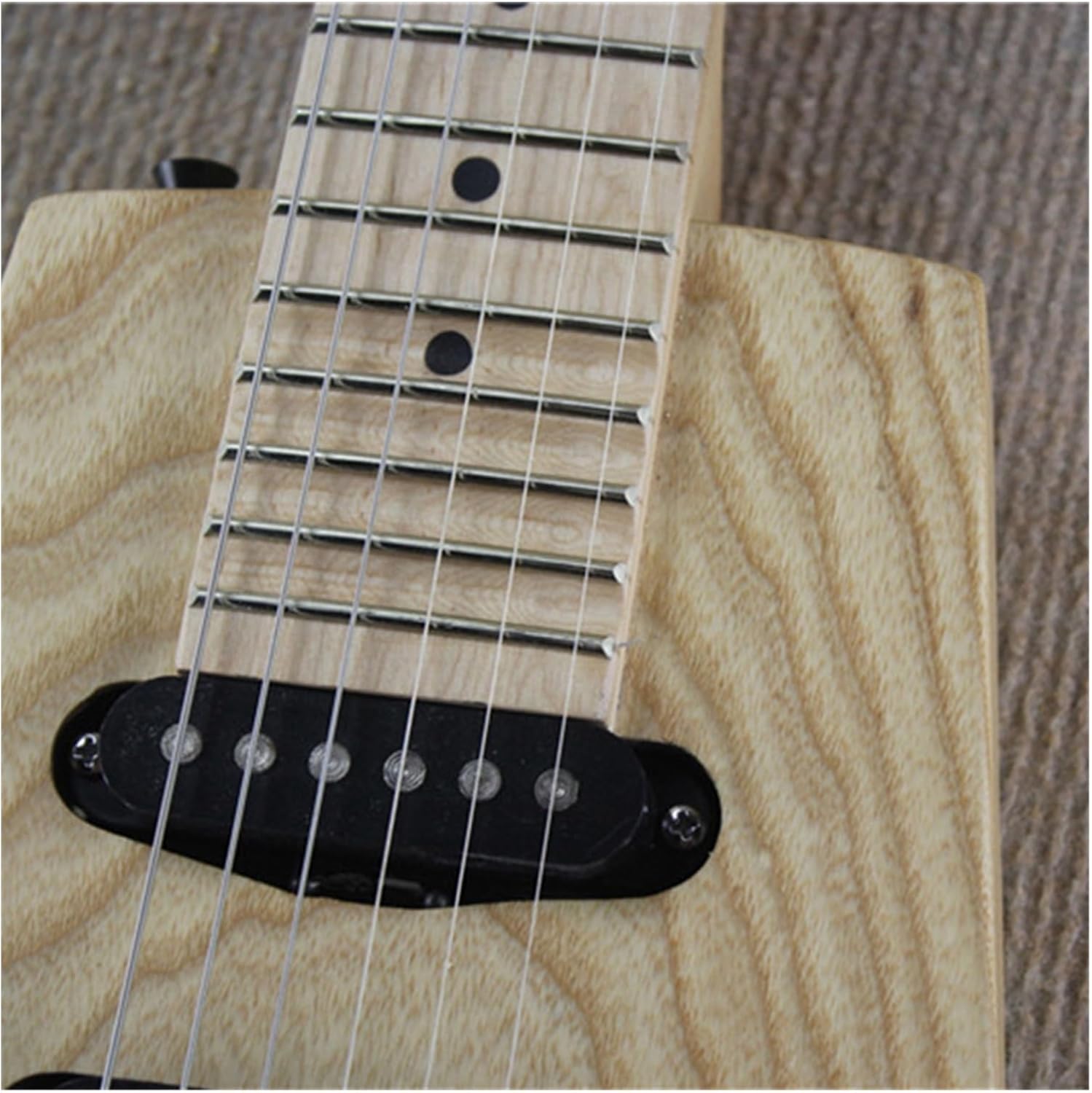 Natural Wood Color Headless 24 Frets Electric Guitar with SSS Pickups Maple Fretboard Last 4 Frets Scalloped Professional Headless Guitar