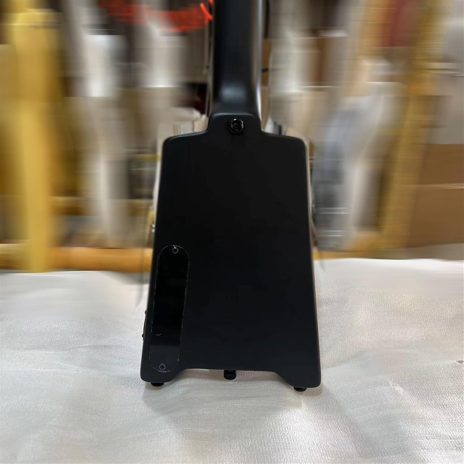 VENEKA Headless Electric Guitar Black 30 Inches Headless Electric Guitar Solid Mahogany Body Rosewood Fingerboard