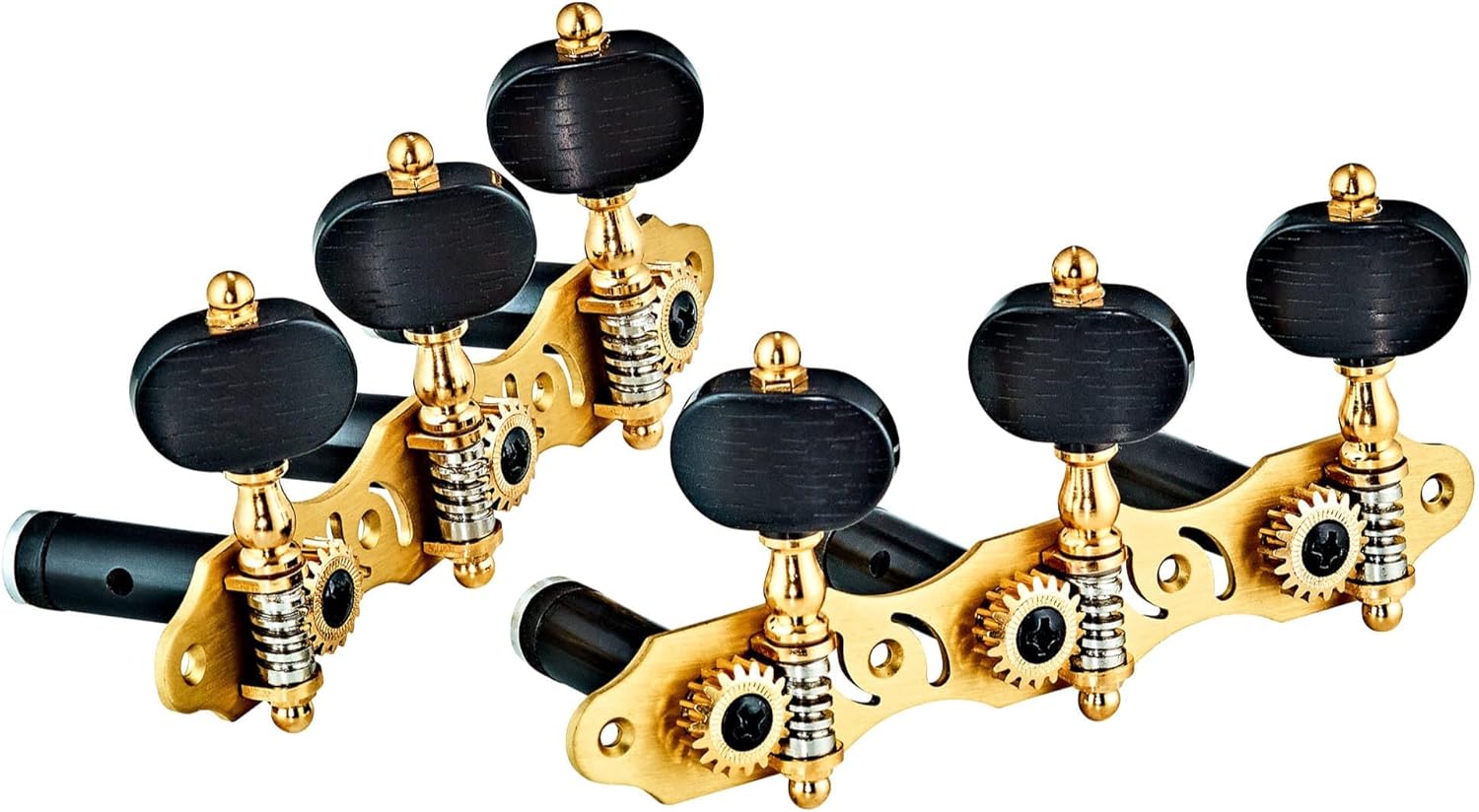 Ortega Guitars Classical Private Tuning Machines 3L x 3R w/Brushed Brass Baseplate & Black Buttons (OTMPRIVATE)